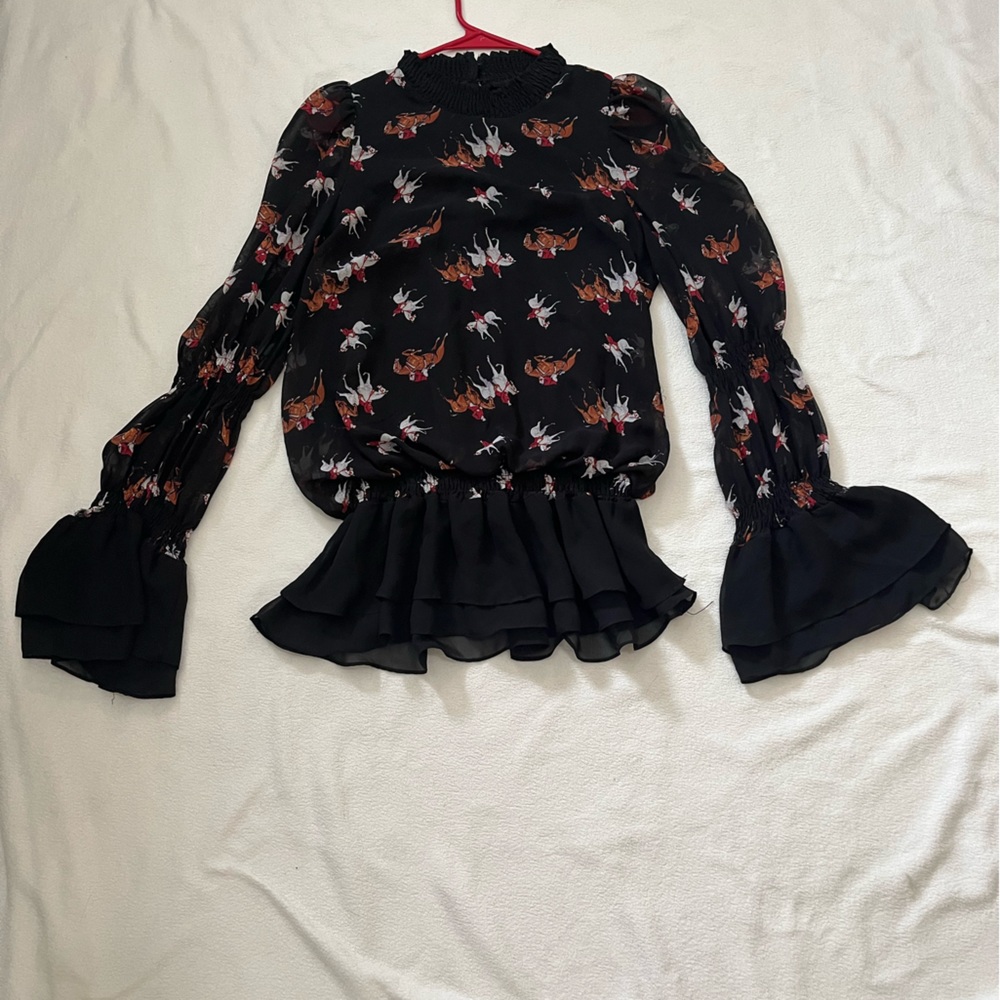 Long sleeve Horse Print Blouse